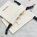 Personalized Colorful Canvas Cotton Drawstring Bag With Double Black Grosgrain/silk String For Jewelry Package